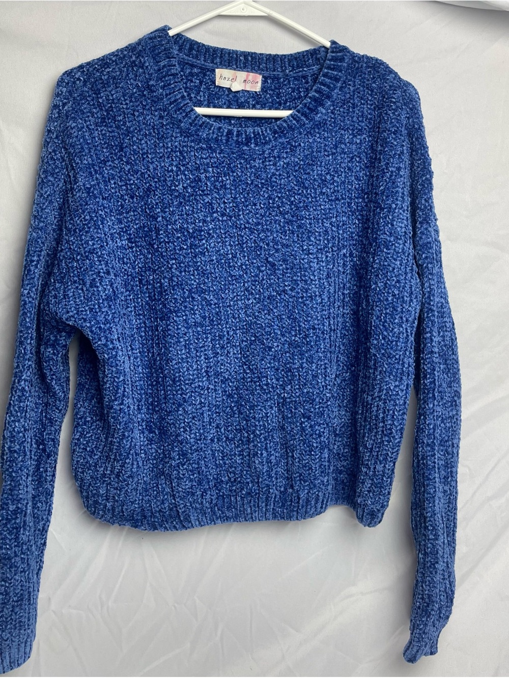 Blue Hazel Moon Chenille Crewneck Sweater